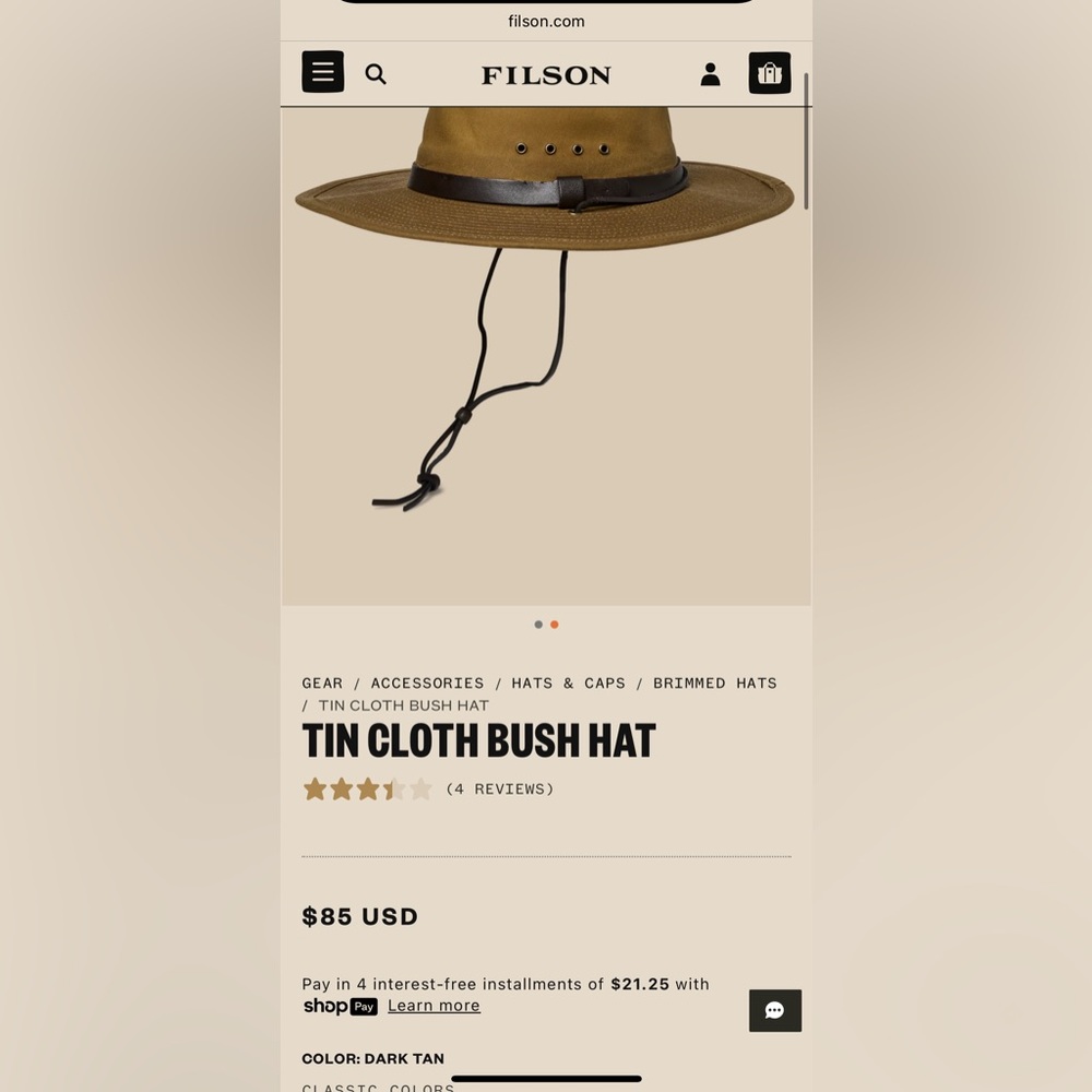 FILSON TIN CLOTH BUSH HAT - Picture 10 of 12